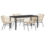 Conjunto de Comedor de Jardín 5 pcs Marrón ratán sintético