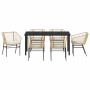 Conjunto de Comedor de Jardín 7 pcs Marrón ratán sintético