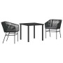 Conjunto de Comedor de Jardín 3 pcs Negro Poliratán