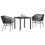 Conjunto de Comedor de Jardín 3 pcs Negro Poliratán