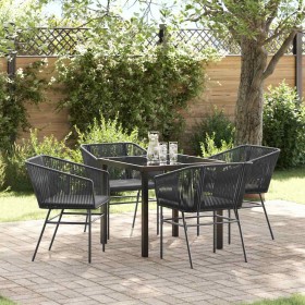 Conjunto de Comedor de Jardín 5 pcs Negro Poliratán