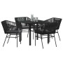 Conjunto de Comedor de Jardín 5 pcs Negro Poliratán