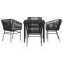 Conjunto de Comedor de Jardín 5 pcs Negro Poliratán