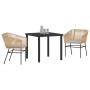 Conjunto de Comedor de Jardín 3 pcs Marrón Poliratán