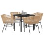 Conjunto de Comedor de Jardín 5 pcs Marrón Poliratán