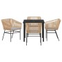 Conjunto de Comedor de Jardín 5 pcs Marrón Poliratán