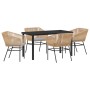 Conjunto de Comedor de Jardín 5 pcs Marrón Poliratán