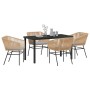 Conjunto de Comedor de Jardín 5 pcs Marrón Poliratán
