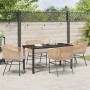 Conjunto de Comedor de Jardín 5 pcs Marrón Poliratán