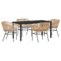 Conjunto de Comedor de Jardín 5 pcs Marrón Poliratán