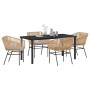 Conjunto de Comedor de Jardín 5 pcs Marrón Poliratán