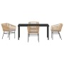 Conjunto de Comedor de Jardín 5 pcs Marrón Poliratán