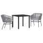 Conjunto de Comedor de Jardín 3 pcs Gris Poliratán