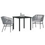 Conjunto de Comedor de Jardín 3 pcs Gris Poliratán