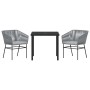 Conjunto de Comedor de Jardín 3 pcs Gris Poliratán
