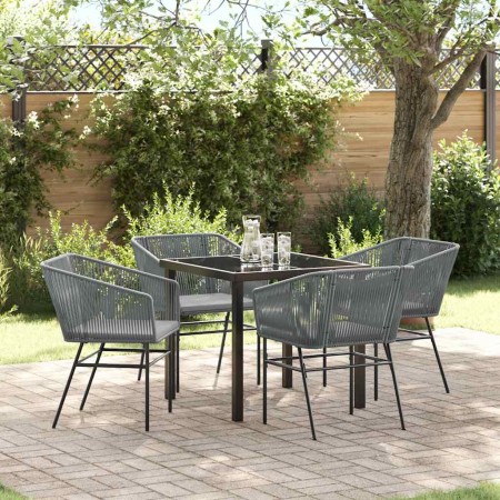 Conjunto de Comedor de Jardín 5 pcs Gris Poliratán
