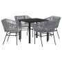 Conjunto de Comedor de Jardín 5 pcs Gris Poliratán