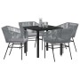 Conjunto de Comedor de Jardín 5 pcs Gris Poliratán