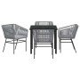 Conjunto de Comedor de Jardín 5 pcs Gris Poliratán