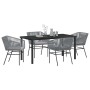 Conjunto de Comedor de Jardín 5 pcs Gris Poliratán