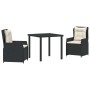 Conjunto de Comedor de Jardín 3 pcs Negro ratán sintético