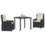 Conjunto de Comedor de Jardín 3 pcs Negro ratán sintético