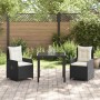 Conjunto de Comedor de Jardín 3 pcs Negro ratán sintético