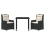 Conjunto de Comedor de Jardín 3 pcs Negro ratán sintético