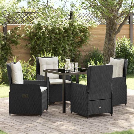 Conjunto de Comedor de Jardín 5 pcs Negro ratán sintético