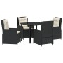 Conjunto de Comedor de Jardín 5 pcs Negro ratán sintético