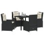 Conjunto de Comedor de Jardín 5 pcs Negro ratán sintético