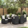 Conjunto de Comedor de Jardín 7 pcs Negro ratán sintético