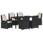 Conjunto de Comedor de Jardín 7 pcs Negro ratán sintético