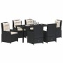 Conjunto de Comedor de Jardín 7 pcs Negro ratán sintético