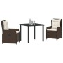 Conjunto de Comedor de Jardín 3 pcs Marrón ratán sintético