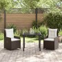 Conjunto de Comedor de Jardín 3 pcs Marrón ratán sintético