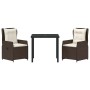 Conjunto de Comedor de Jardín 3 pcs Marrón ratán sintético