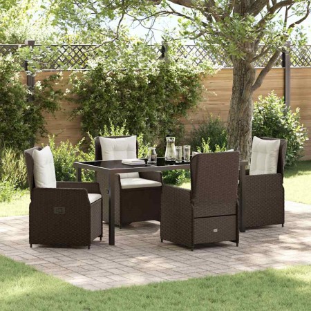 Conjunto de Comedor de Jardín 5 pcs Marrón ratán sintético