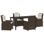 Conjunto de Comedor de Jardín 5 pcs Marrón ratán sintético