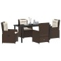Conjunto de Comedor de Jardín 5 pcs Marrón ratán sintético