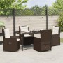 Conjunto de Comedor de Jardín 5 pcs Marrón ratán sintético