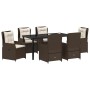 Conjunto de Comedor de Jardín 7 pcs Marrón ratán sintético