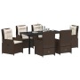 Conjunto de Comedor de Jardín 7 pcs Marrón ratán sintético