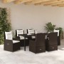 Conjunto de Comedor de Jardín 7 pcs Marrón ratán sintético