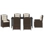 Conjunto de Comedor de Jardín 7 pcs Marrón ratán sintético