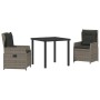 Conjunto de Comedor de Jardín 3 pcs Gris ratán sintético