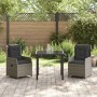 Conjunto de Comedor de Jardín 3 pcs Gris ratán sintético