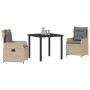 Conjunto de Comedor de Jardín 3 pcs Beige ratán sintético