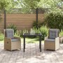 Conjunto de Comedor de Jardín 3 pcs Beige ratán sintético