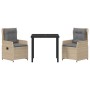Conjunto de Comedor de Jardín 3 pcs Beige ratán sintético